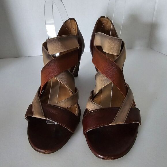 Hispanitas Brown Multi Strappy Heels Size 38 US 7 - Picture 5 of 11